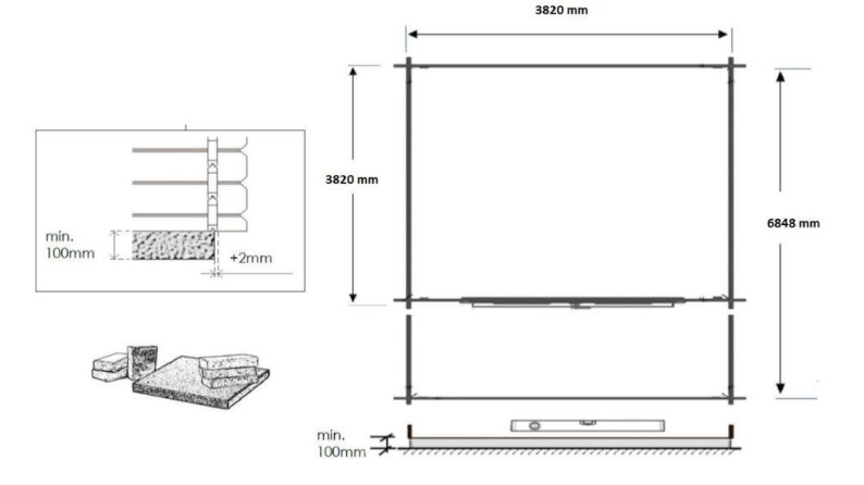Gartenhaus, Gerätehaus – 4x4 m mit Anbau 4x3.76 m - 28 m² – Imprägniert