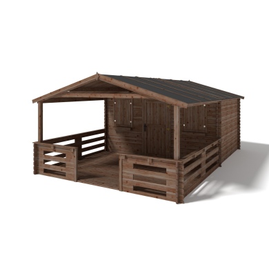 Gartenhaus, Gerätehaus – 4x3 m mit Anbau 4x2.76 m - 24 m² – Imprägniert