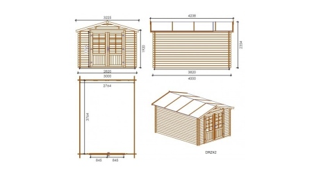 Gartenhaus, Gerätehaus – 3x4 m mit Anbau 3x3.76 m - 21 m²