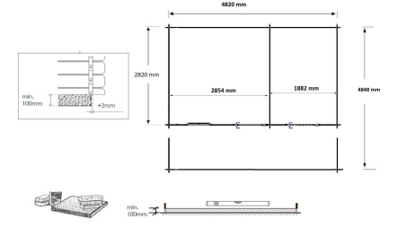 Gartenhaus, Gerätehaus – 5x3 m mit Anbau 5x2.76 m - 35 m²