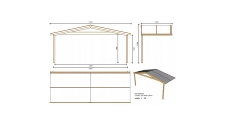 Gartenhaus, Gerätehaus – 5x3 m mit Anbau 5x2.76 m - 35 m²