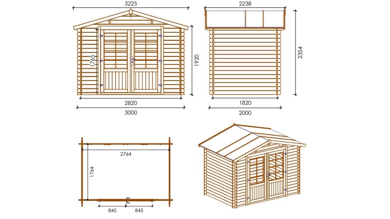 Gartenhaus, Gerätehaus – 3x2 m mit Anbau 3x1.76 m - 12 m²