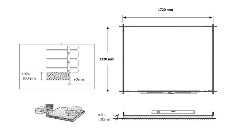 Gartenhaus, Gerätehaus 4.75m2 - 1.9x2.5m - 28mm