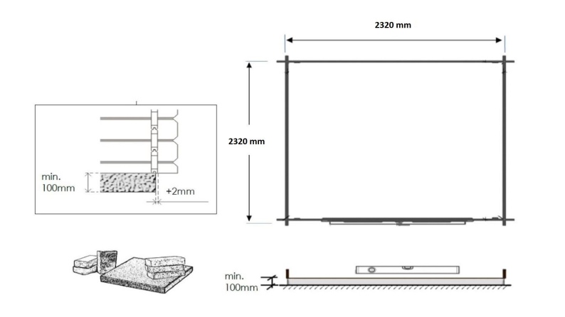 Gartenhaus, Gerätehaus 6.25m2 - 2.5x2.5m - 28mm
