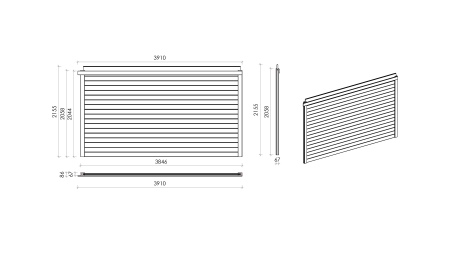 Wand für ein Gartenhaus, Pavillon 28 mm - 3.85xh.2.15 m - Imprägniert