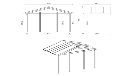 Gartenhaus, Gerätehaus – 5x4 m mit Anbau 5x3.72 m - 35 m²