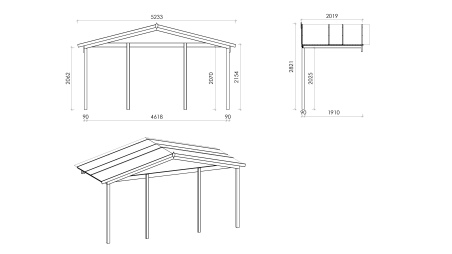 Gartenhaus, Gerätehaus – 5x5 m mit Anbau 5x4.72 m - 35 m²