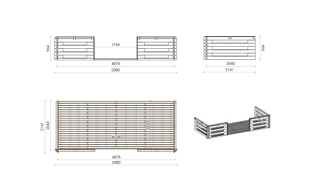 Gartenhaus, Gerätehaus – 5x5 m mit Anbau 5x4.72 m - 35 m²