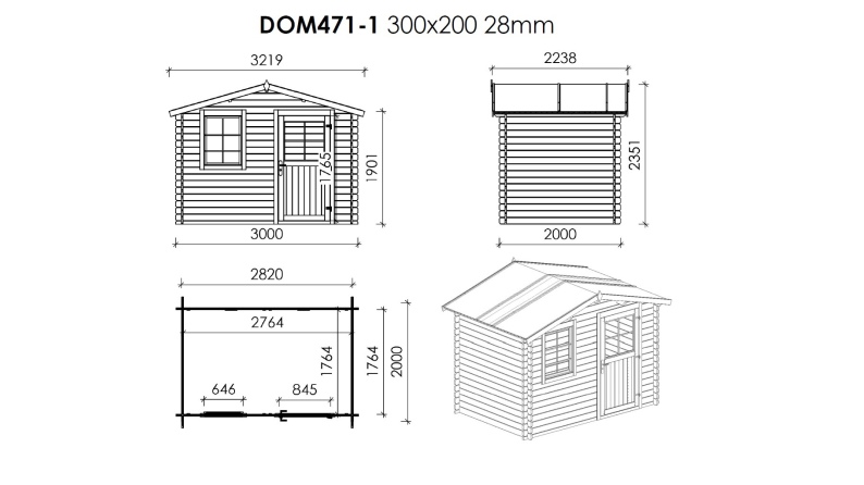 Gartenhaus, Gerätehaus – 3x2 m mit Anbau 3x1.76 m - 15 m²