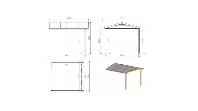 Gartenhaus, Gerätehaus – 3x2 m mit Anbau 3x1.76 m - 15 m²