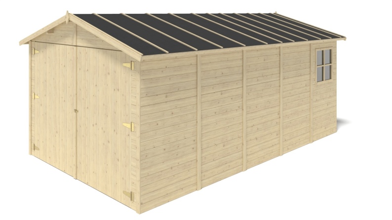 Autogarage aus Holz - 14.94m2 - 3.05x4.93m - 18mm