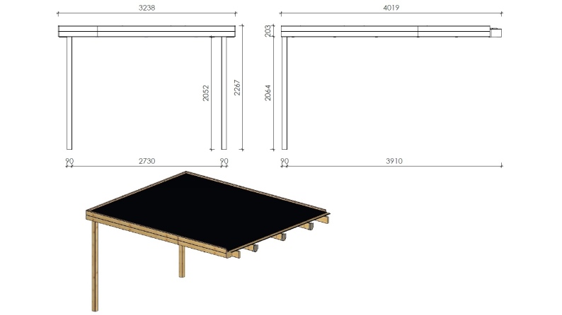Gartenhaus, Gerätehaus 16m2 - 5.5x3m - 28mm - Imprägniert