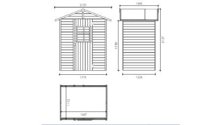 Gartenhaus, Gerätehaus 2.17m2 - 1.77x1.23m - Imprägniert