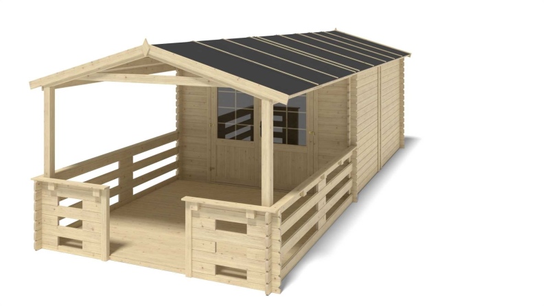 Gartenhaus, Gerätehaus – 3x4 m mit Anbau 3x3.76 m - 21 m²