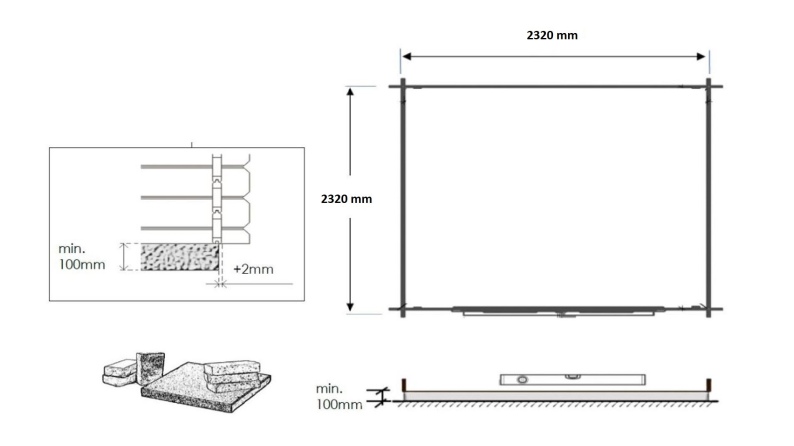 Gartenhaus, Gerätehaus 6.25m2 - 2.5x2.5m - 28mm - Imprägniert