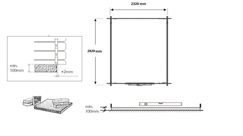 Gartenhaus, Gerätehaus 7.5m2 - 2.5x3m - 28mm - Imprägniert