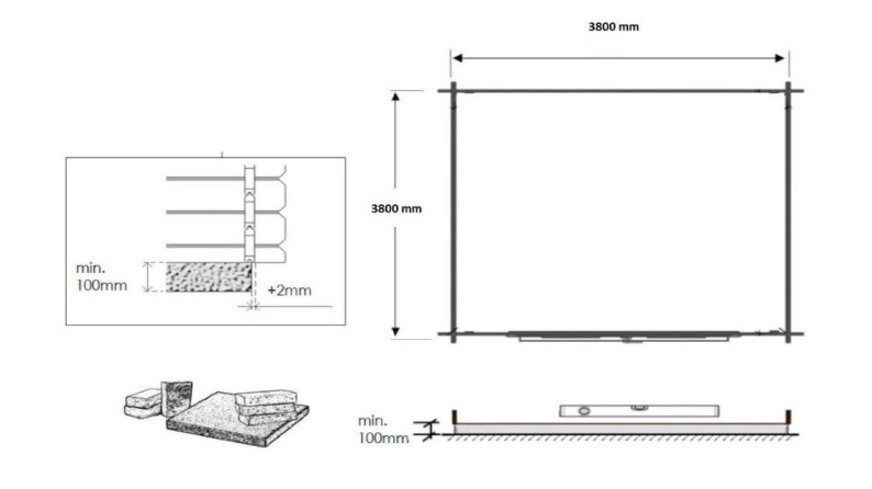 Gartenhaus, Gerätehaus 16m2 - 4x4m - 40mm - Imprägniert