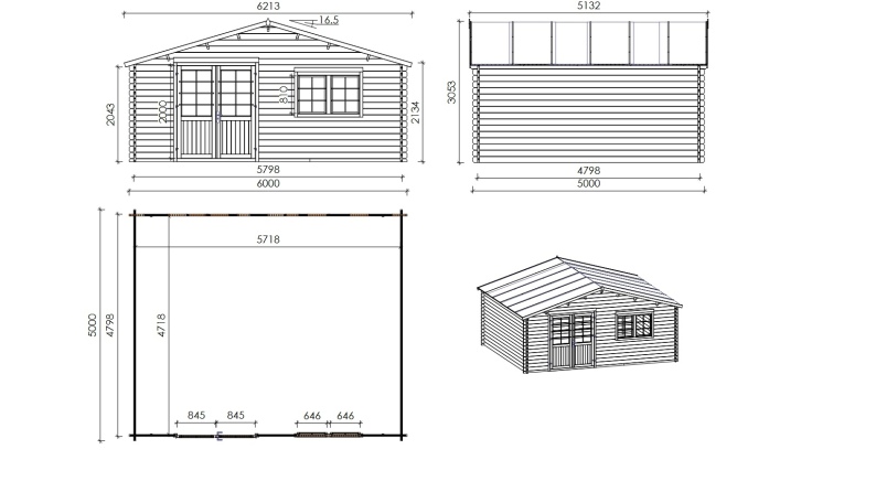 Gartenhaus, Gerätehaus 30m2 - 6x5m - 40mm