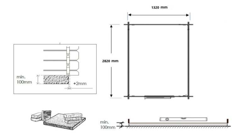Gartenhaus, Gerätehaus – 1.5x3 m mit Anbau  4x2.76 m - 15.56 m² – Imprägniert