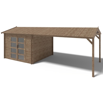 Gartenhaus, Gerätehaus – 3x3 m mit Anbau  4x2.76 m - 20 m² – Imprägniert