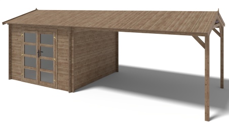 Gartenhaus, Gerätehaus – 3x3 m mit Anbau  4x2.76 m - 20 m² – Imprägniert