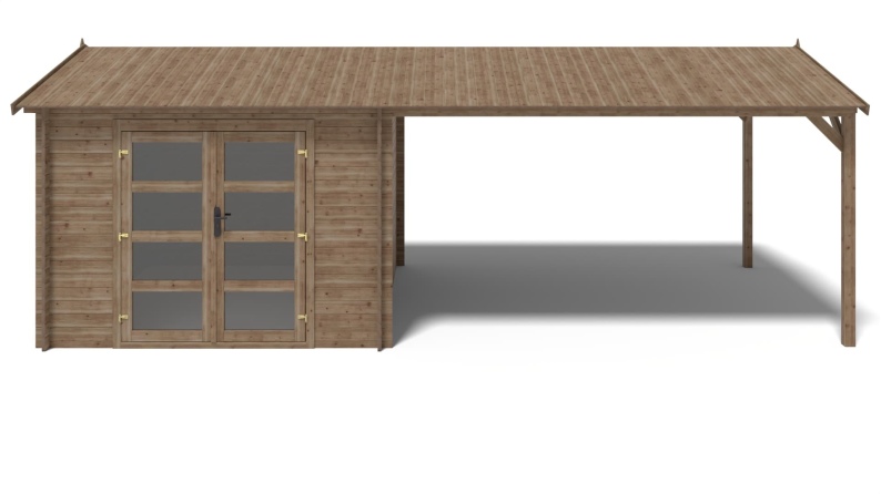 Gartenhaus, Gerätehaus – 3x3 m mit Anbau  4x2.76 m - 20 m² – Imprägniert