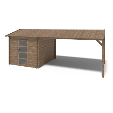 Gartenhaus, Gerätehaus – 2.5x3 m mit Anbau  4x2.76 m - 18.56 m² – Imprägniert