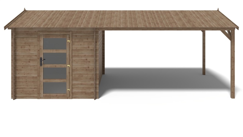 Gartenhaus, Gerätehaus – 2.5x3 m mit Anbau  4x2.76 m - 18.56 m² – Imprägniert