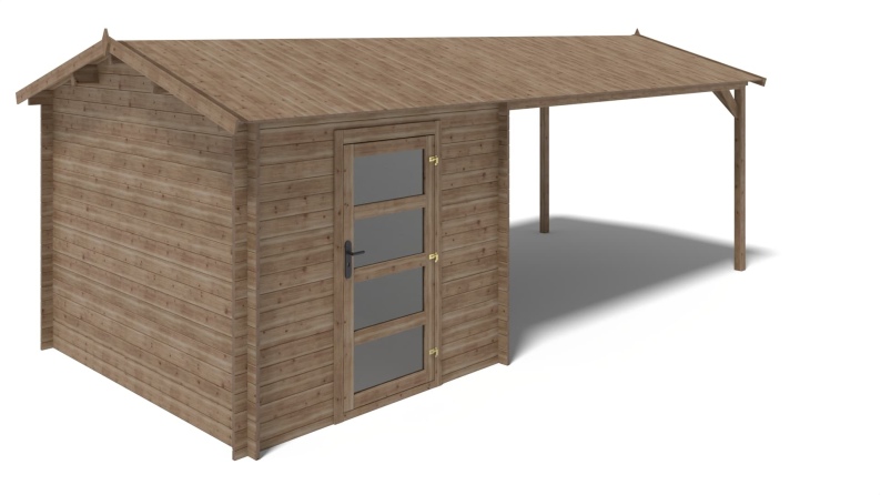 Gartenhaus, Gerätehaus – 2.5x3 m mit Anbau  4x2.76 m - 18.56 m² – Imprägniert
