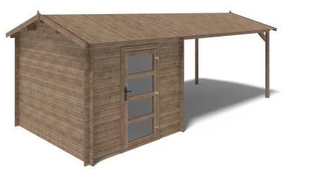 Gartenhaus, Gerätehaus – 2.5x3 m mit Anbau  4x2.76 m - 18.56 m² – Imprägniert