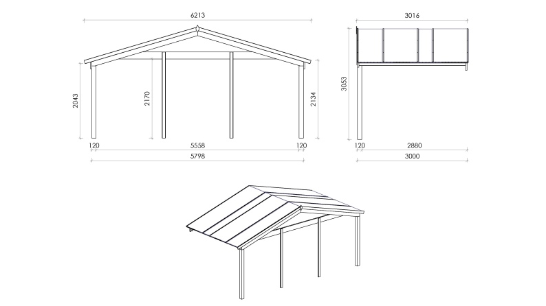 Gartenhaus, Gerätehaus – 6x5 m mit Anbau 6x4.72 m - 48 m²