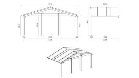 Gartenhaus, Gerätehaus – 6x5 m mit Anbau 6x4.72 m - 48 m²