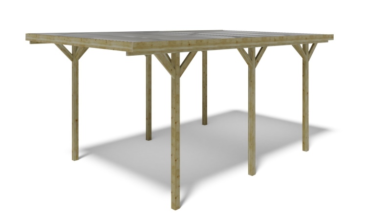 Carport Garagendach 3.04x5.12 m - 15.57 m2 - PVC-Abdeckung 