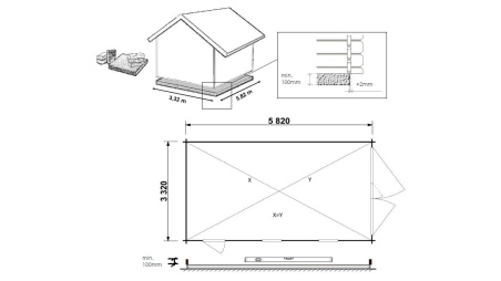 Autogarage aus Holz - 21m2 - 3.5x6m - 28mm - Imprägniert