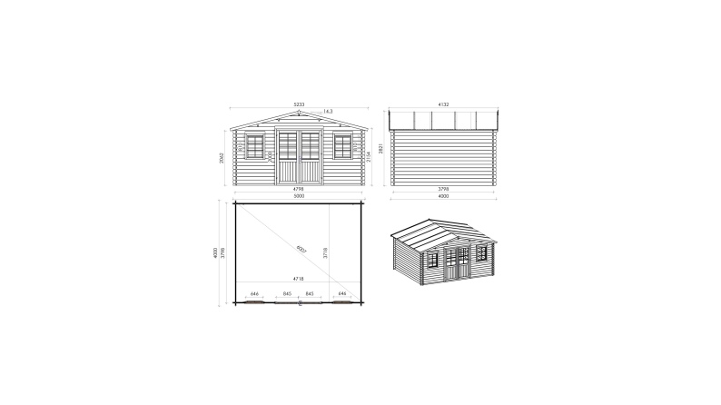 Gartenhaus, Gerätehaus 20m2 - 5x4m - 40mm