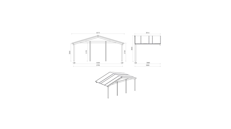 Gartenhaus, Gerätehaus – 6x6 m mit Anbau 6x5.72 m - 54 m²