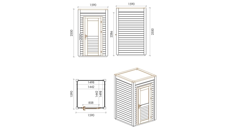 Gartenhaus, Gerätehaus Veya 1.59x1.59m - 2.53m2 - 28mm - Imprägniert