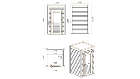Gartenhaus, Gerätehaus Veya 1.59x1.59m - 2.53m2 - 28mm - Imprägniert
