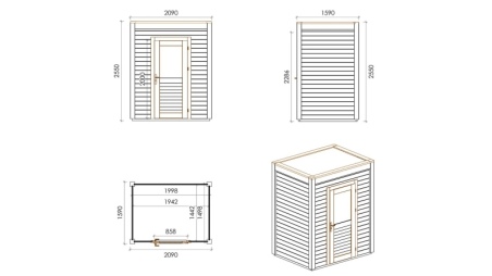 Gartenhaus, Gerätehaus Luma 2.09x1.59m - 3.32m2 - 28mm - Imprägniert