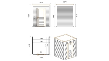 Gartenhaus, Gerätehaus Luma 2.09x2.09m - 4.37m2 - 28mm - Imprägniert