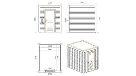 Gartenhaus, Gerätehaus Luma 2.09x2.59m - 5.41m2 - 28mm - Imprägniert