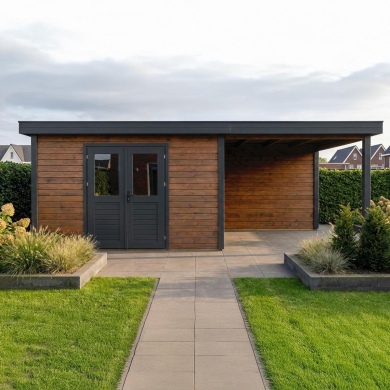 Gartenhaus, Gerätehaus Freya 7.6x2.59m - 18.28m2 - 28mm - Imprägniert