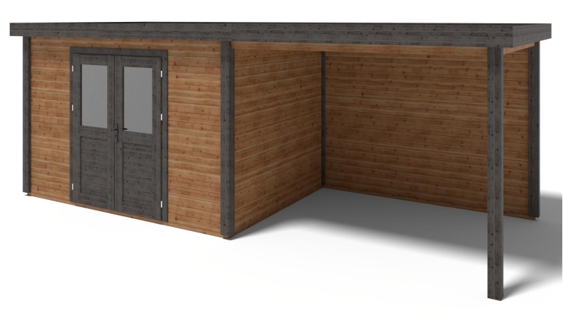 Gartenhaus, Gerätehaus Freya 7.6x2.59m - 18.28m2 - 28mm - Imprägniert