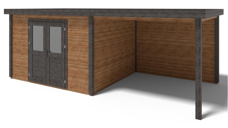 Gartenhaus, Gerätehaus Freya 4.09x3.09m - 21.81m2 - 28mm - Imprägniert