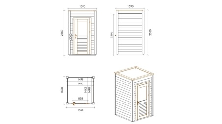 Gartenhaus, Gerätehaus Veya 1.59x1.59m - 2.53m2 - 28mm - Imprägniert