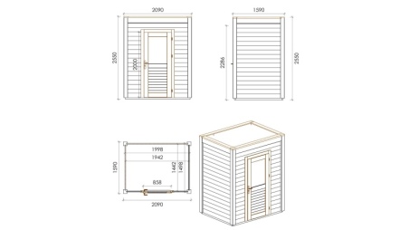 Gartenhaus, Gerätehaus Luma 2.09x1.59m - 3.32m2 - 28mm - Imprägniert