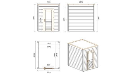 Gartenhaus, Gerätehaus Luma 2.09x2.59m - 5.41m2 - 28mm - Imprägniert