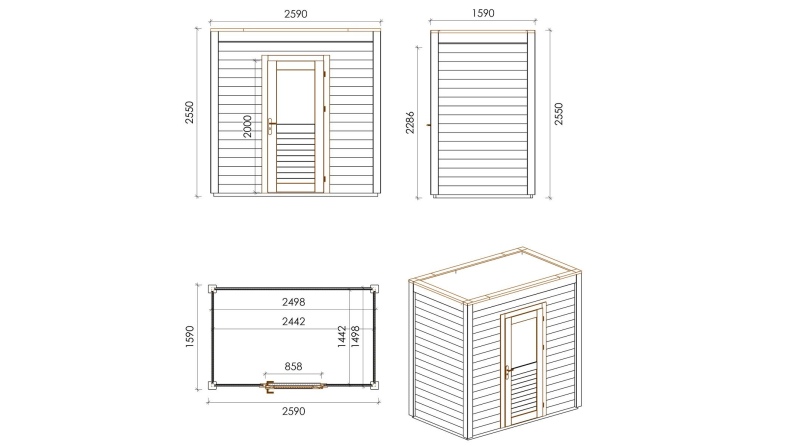 Gartenhaus, Gerätehaus Nexa 2.59x1.59m - 4.12m2 - 28mm - Imprägniert