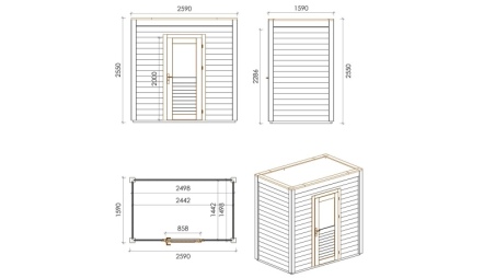 Gartenhaus, Gerätehaus Nexa 2.59x1.59m - 4.12m2 - 28mm - Imprägniert