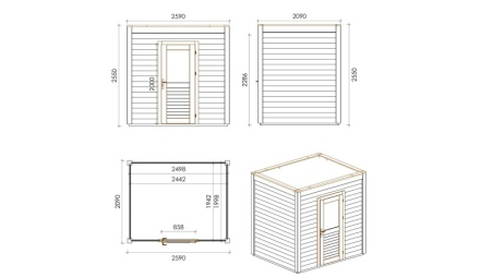 Gartenhaus, Gerätehaus Nexa 2.59x2.09m - 5.41m2 - 28mm - Imprägniert